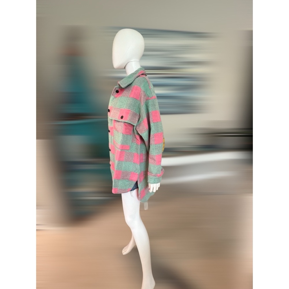 Color block checker print jacket S M L - Picture 5 of 6